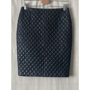 Massimo Dutti Womens Moto Quiet Luxury Leather Quilted Zip Skirt Size S Sexy